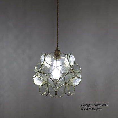 Bieye L10915 Petals Tiffany Style Stained Glass Ceiling Pendant Light for Home Decoration (Clear, 12" Cherry Blossom)