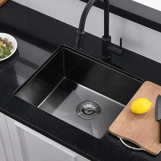 20x17 Inch Black Stainless Steel Undermount Kitchen Bar Sink, Luckyhorse 16 Gauge Deep Gunmetal Black Stainless Steel Undermount Small Kitchen Sink LH016S