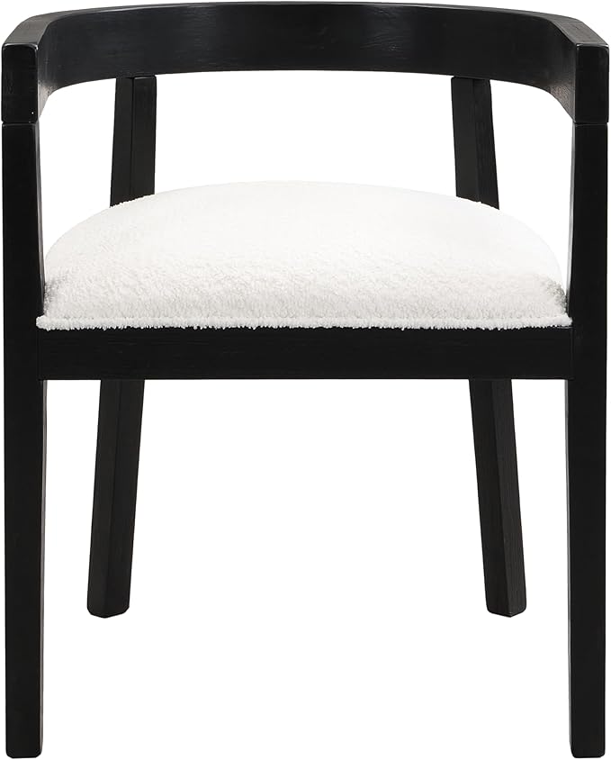 Christopher Knight Home Elev Set of 2 Fabric Upholstered Dining Chairs, Living Room Barrel Accent Chair Set, Round Backrest Dining Room Chair, Kitchen Island Extra Seat, Cream+Black