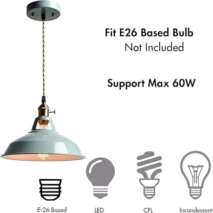 CLAXY Modern Pendant Light Kitchening Hanging Light Fixture Sea Blue Dome Shade with Adjustable Height Pendant with Switch for Bar Loft Bedroom Dining Restaurant