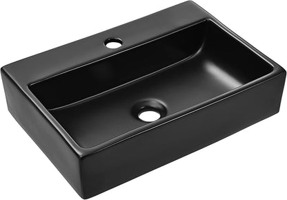 Claire 20 Rectangle Ceramic Vessel Sink, Matte Black