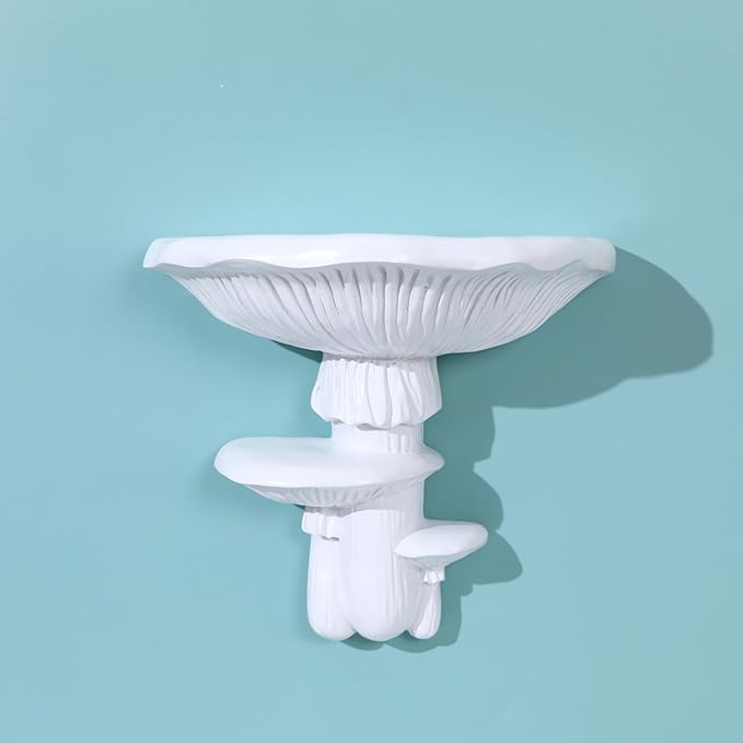 UITWMKTG 1 Pack Mushroom Shelves Floating Shelf Cottage Core Wall Decor Cute Hanging Shelf for Home Living Room Bedroom Kitchen Unique Wall Decor White