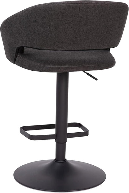 Flash Furniture Erik Comfortable & Stylish Contemporary Barstool with Rounded Mid-Back and Foot Rest, Adjustable Height - Charcoal Fabric with Black Base