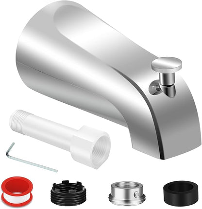 Universal Tub Spout for 1/2" Copper Pipe, 1/2" IPS and 3/4" IPS, Bathtub Spout with Diverter and Adapter and Hex Wrench (Chrome)