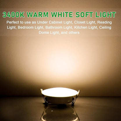 LED RV Recessed Ceiling Light 4.5Inch DC12V Cabinet Light Interior Lighting,LED Lights for Automobiles RV Camper Caravan Trailer Boat, Warm White (Pack of 6)