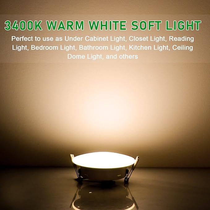 4.5″ RV Interior Lighting, Recessed Mount LED Ceiling Dome Light, 12V Puck Light for Camper Van, Trailer, Motorhome, Glass-Look Cover Warm White (Pack 3)
