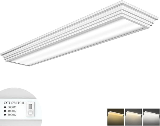 FAITHSAIL Dimmable 4FT LED Wraparound Light, Selectable 3 Color Temperature 3000K/4000K/5000K CCT 50W 5500LM 4 Foot Kitchen LED Light Fixture, Flush Mount 48 Inch Ceiling Lighting Fixture, 1 Pack