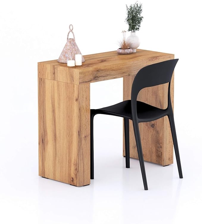 Mobili Fiver, Evolution Dining Table 35.4 x 15.7 in, Rustic Oak with Two Legs, Made in Italy