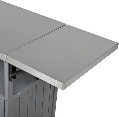 JIJIWANG 60.6" Mobile Kitchen Storage Island with Storage Cabinet and Towel Rack, Foldable Outdoor Kitchen Island with Stainless Steel Top and Lockable Wheels for Patio and Outdoor Grey