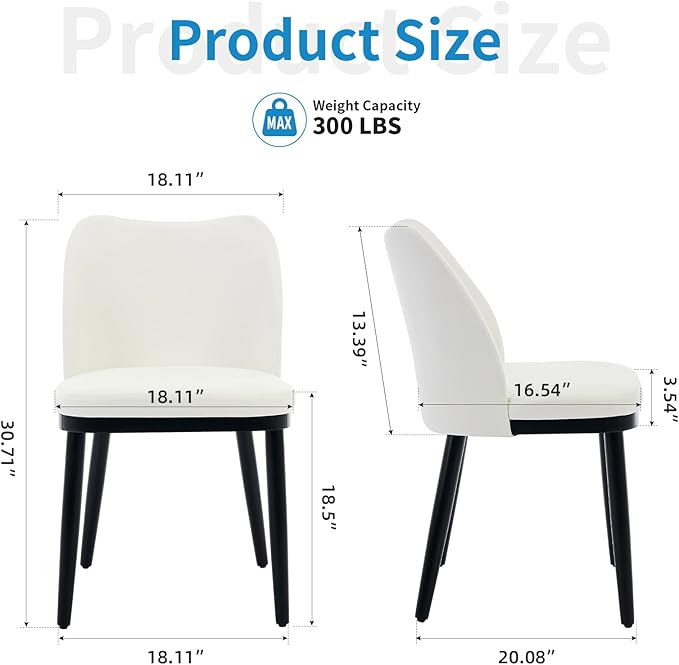 4 Dining Chairs: Upholstered Linen Dining Room Side Chairs, Chair for Dining Room with Padded Seat and Wood Legs-Modern Dining Chairs for Restaurant, Kitchen, Cafe, Living Room(Off-White)