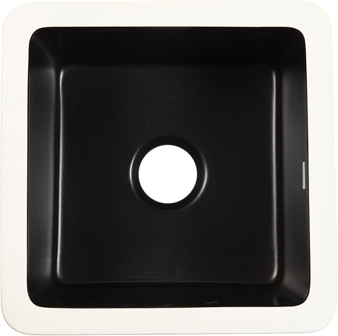 Sinkology Eden Fireclay Undermount Kitchen Sink, Undermount Installation, Surefire Finish (Matte Black, 18")