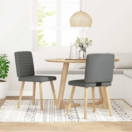 Modern Dining Chairs Set of 2 Dark Gray Fabric Upholstered Accent Chairs with Sturdy Metal Frame and Thick Foam for Kitchen Living Room Farmhouse Furniture