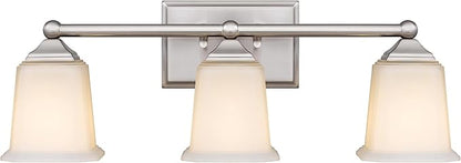 Tawson Nox Vintage 3-Light Vanity Light Modern Wall Sconce Lighting Brushed Nickel with White Glass Shade for Bathroom, Hallway, Entryway, Kitchen, Mirror, Laundry Room