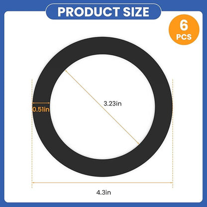 6 Pcs Kitchen Sink Drain Garbage Disposal Gasket, Putty-Free Rubber Seal Accessory for Kitchen Sink's Drain Flange (Black)