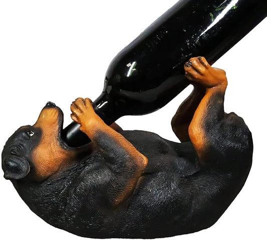 Ebros Lifelike Purebreed Pedigree Canine Adorable Rottweiler Butcher's Dog Wine Bottle Holder Figurine Statue As Kitchen Wine Cellar Centerpiece Decor Storage Organizer (Rottweiler)