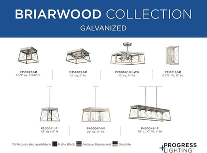 Progress Lighting 4 Light Chandelier, Rustic Farmhouse Style Modern Hanging Light Fixture for Kitchen and Dining Room, Briarwood Collection, Galvanized