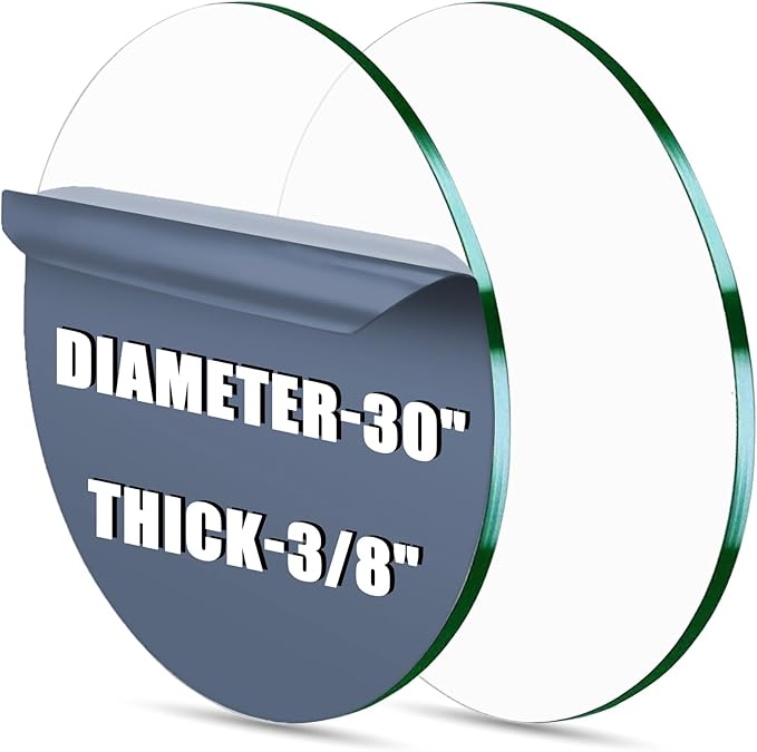 30" Round Tempered Glass Table Top - 3/8" Thick Flat Polished Edge