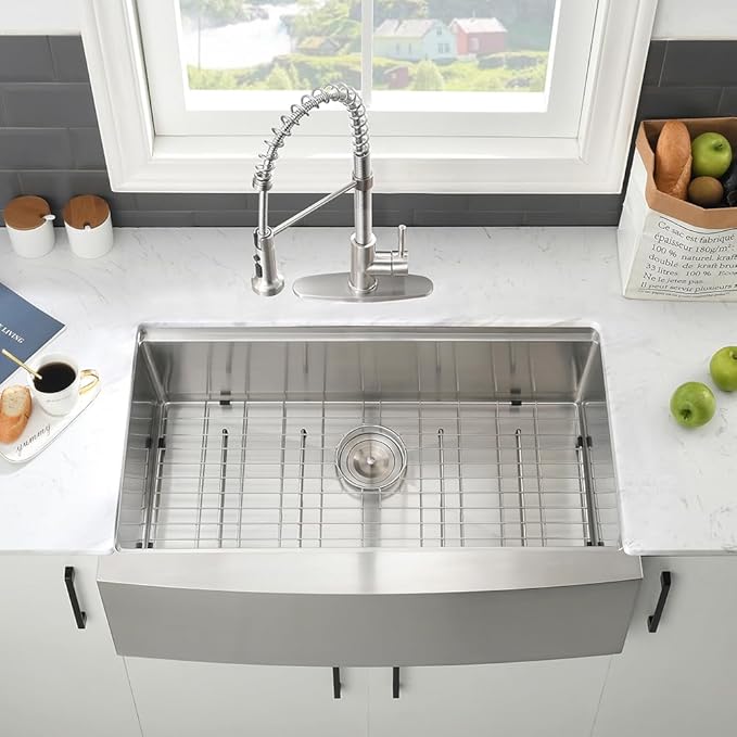 33 Inch Stainless Steel Farmhouse Sink-VASOYO 33x22 Apron Front Farm Sink Stainless Steel Farmhouse Kitchen Sinks Workstation 16 Gauge Single Bowl Deep Kitchen Sinks Undermount with Cutting Board