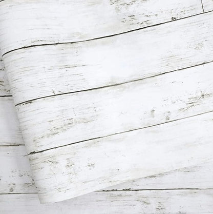 Abyssaly White Gray Wood Contact Paper 35.4 in X 118 in Self-Adhesive Removable Peel and Stick Wallpaper Decorative Wall Covering Vintage Wood Panel Interior Film for Home Decoration