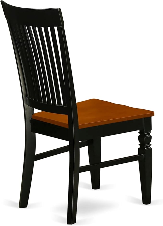 East West Furniture WEC-BCH-W Weston Dining Chairs - Slat Back Wooden Seat Chairs, Set of 2, Black & Cherry