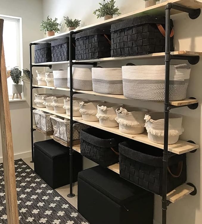 (14“Deep,3pcs)Industrial Retro Wall Mount Iron Pipe Shelf,DIY Open Bookshelf,Hung Bracket,Home Improvement Kitchen Shelves,Tool Utility Shelves, Office Shelves, Bookshelves and bookcases