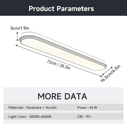 Smart LED Flush Mount Ceiling Light,28.3 Inch 45W Dimmable Modern Linear Metal Wraparound Lamp with Remote Control,Bright Energy Efficient Lighting Fixture for Kitchen Dining Room