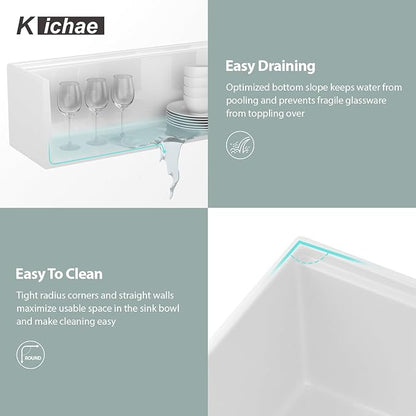 White Farmhouse Sink Fireclay Workstation Apron Front Farmer Kitchen Sink Reversible 30"x20" Undermount Single Bowl Kitchen Sink with Accessories
