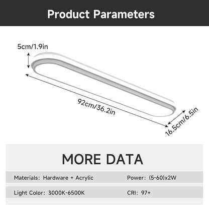 Metal LED Ceiling Light,55W Linear Ceiling Lamp,6500K Cool White Modern Ultra Thin Low Profile Light Fixture for Kitchen, Home & Office Hallway (36.2")
