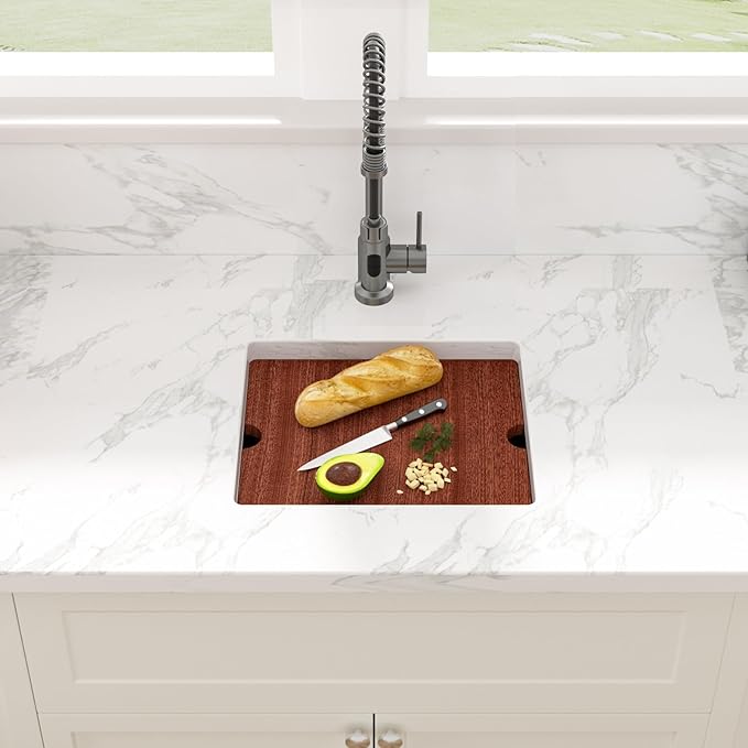 Sarlai 17 Black Undermount Bar Sink - 17 x 15 Inch Undermount Workstation Bar Prep Sink Gunmetal Black Under Mount Single Bowl Small Bar Outdoor 16 Gauge Stainless Steel RV Kitchen Sinks Basin