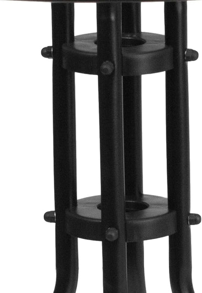 Flash Furniture Barker 28'' Round Tempered Glass Metal Table with Black Rattan Edging