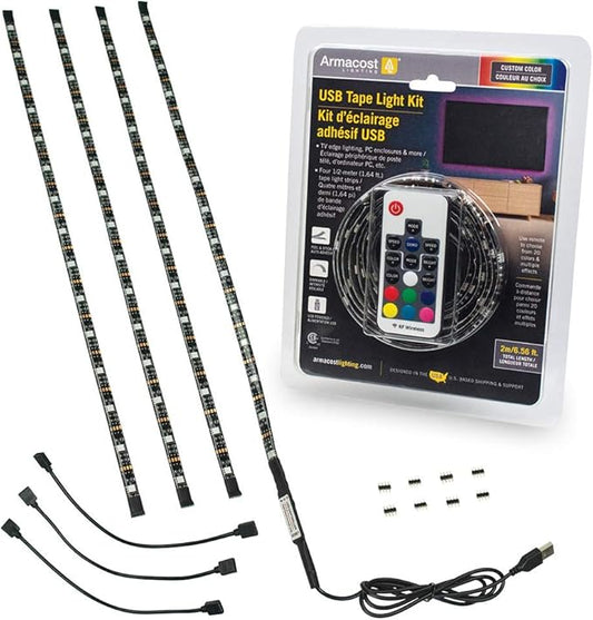 Armacost Lighting LED Lights Tape Light Kit with Remote. Use in 1A or More USB Port. 422100