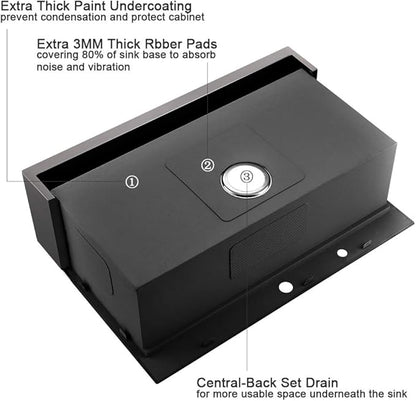30 Inch Black Farmhouse Kitchen Sink Drop In Workstation - 30 inch Apron Front Farmhouse Sink Workstation Kitchen Sink Single Bowl 16 Gauge Stainless Steel Farm Sink