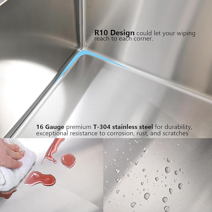 33 Inch Drop in Kitchen Sink, 33x19 Kitchen Sink Drop In Stainless Steel Top Mount Sinks 16 Gauge Single Bowl Deep Basin with Drain Strainer