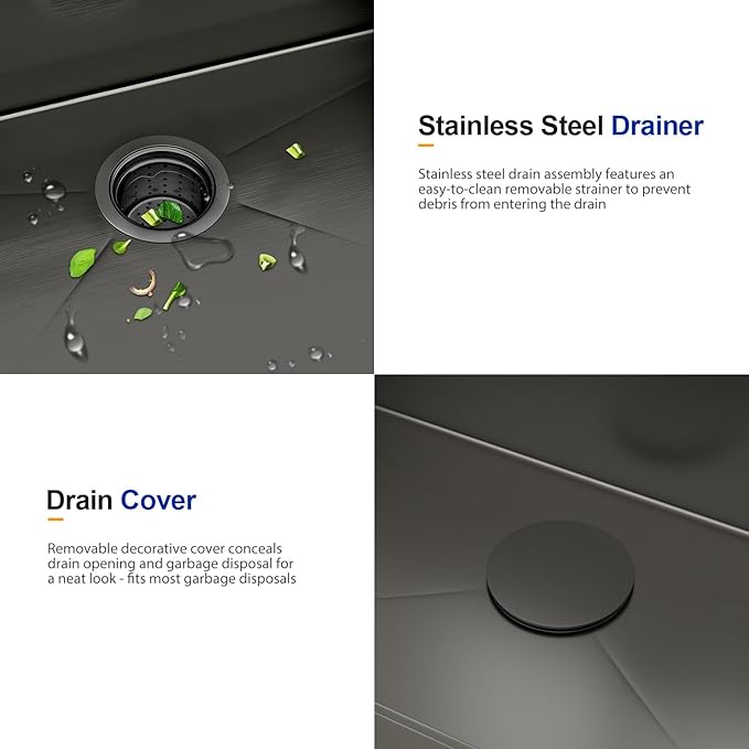 Dcolora 28 Inch Black Kitchen Sink Drop In, Nano-PVD Black Stainless Steel Workstation Sink Single Bowl Topmount with Accessories All-In-One, #DC-T8862 28"x22"x10"