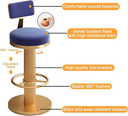 s, Adjustable Counter Height Chairs, Upholstered Chairs for Kitchen Island, Cafe, Pink,Blue-Sitting Height 6580cm