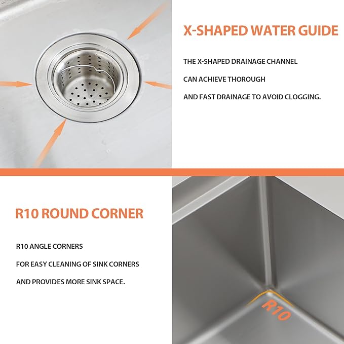 30 Inch Undermount Kitchen Sink 18 Gauge Stainless Steel Under Counter Sink Single Bowl Deep Handmade Single Bowl Kitchen Sink,30"x18"x9"