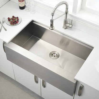 33 Inch Farmhouse Sink Workstation -VOKIM 33X22 inch Farm sink Stainless Steel 16 Gauge Ledge Workstation Flat Apron-front Single Bowl Farm Kitchen Sink