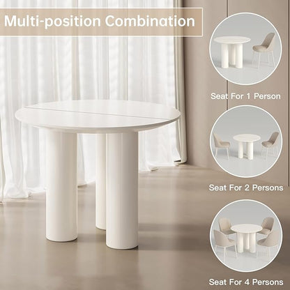 Guyii 39.37" Cream White Dining Table, Modern Round Kitchen Table, Small Indoor End Table for Kitchen, Bar, Living Room, Small Space, Easy Assembly, Table Only