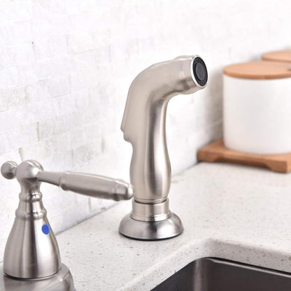 SHACO Kitchen Faucet with Side Sprayer, 2 Handle Faucet for Kitchen Sinks 3 Hole or 4 Hole, High Arc Kitchen Faucet with Water Supply Line, SC-SLYT003L-S new12