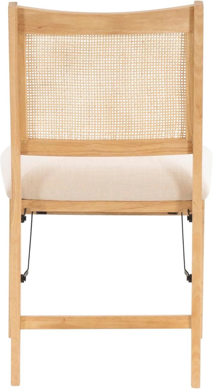Powell Kasi Beige Rattan Cane Folding Foldable Dining Side Chair, Natural