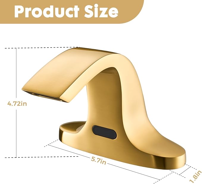 Touchless Bathroom Sink Faucet, Automatic Sensor Faucet for 3 Hole,Touchless Faucet for Bathroom Sink,Smart Faucet Gold