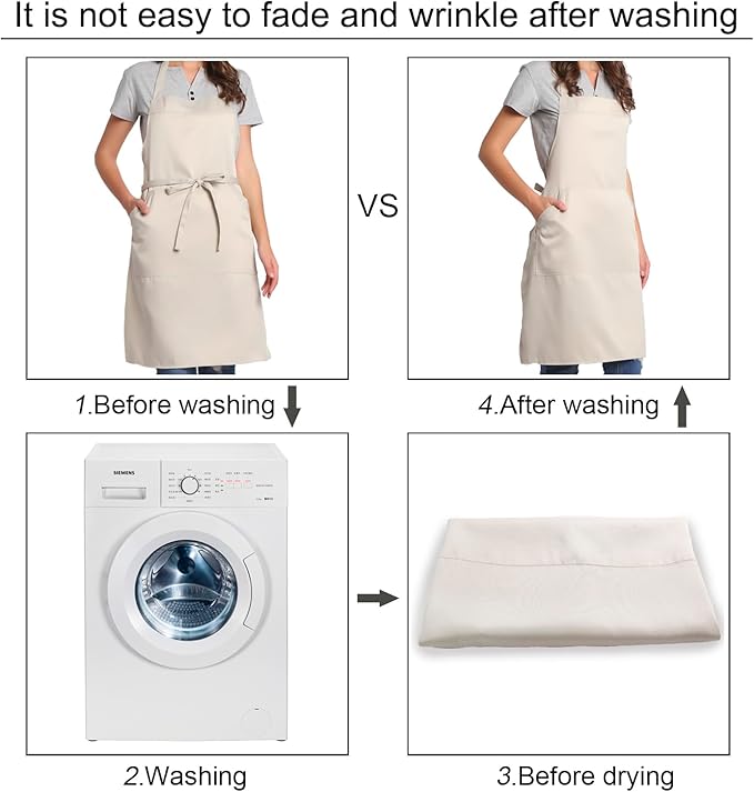 BIGHAS Adjustable Bib Apron with Long Ties for Women Men 18 Colors Chef Kitchen Cooking