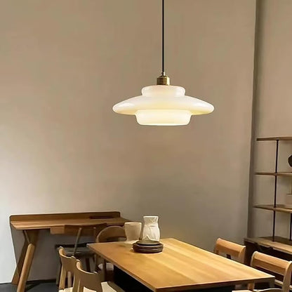 Vintage 12.6in White Glass Pendant Light Modern Spherical Hanging Lamp with Gold Metal Socket for Kitchen Island Dining Room Bedroom Living Room Hallway (12.6in)