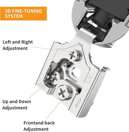 Chibery 8 Pack 3/8" Overlay 3D Soft Close Concealed Hinge for Face Frame Door, Satin Nickel, Hidden 105 Open Angle Stainless Steel Hinge for Kitchen Cabinet Door