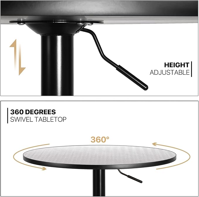 Magshion 3 Pack Bar Table and Chairs Set, Adjustable Bar Stools Set of 2 with Armrest and Kitchen Dining Round Pub Table for Dining Counter Pub and Apartment