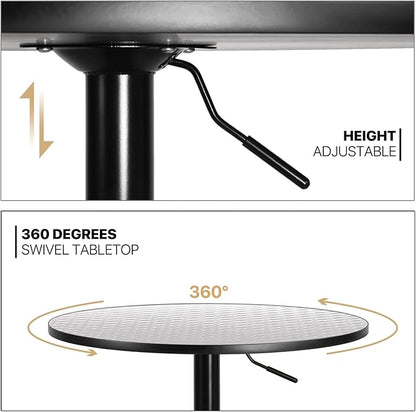 Magshion 3 Pack Bar Table and Chairs Set, Adjustable Bar Stools Set of 2 with Armrest and Kitchen Dining Round Pub Table for Dining Counter Pub and Apartment