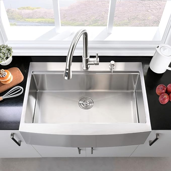 33 Inch Stainless Steel Farmhouse Sink Drop In Workstation-Hovheir 33x22 Drop In Apron Farmhouse Kitchen Sink Workstation Sinks 16 Gauge Stainless Steel Single Bowl Deep Farm Sinks with Cutting Board