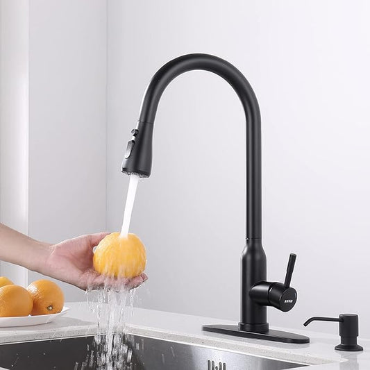 Touch Kitchen Faucet,KEER Smart Kitchen Sink Faucet with Pull Down Sprayer, Touch on Activated Kitchen Bar Sink Faucet Brushed Nickel, Stainless Steel (Matte Black)