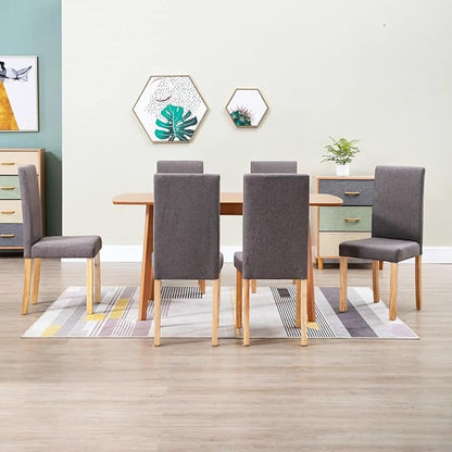 Dining Chairs 6 Pcs Taupe Fabric Upholstered Rubber Wood Frame Modern Farmhouse Kitchen Furniture Set for Dining Room Living Room Comedor