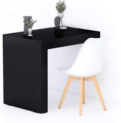 Mobili Fiver, Evolution Dining Table 35.4 x 23.6 in, Ashwood Black with One Leg, for 2 People, Modern Dining Table for Kitchen, Italian Furniture